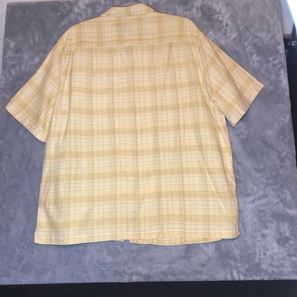 Caribbean Men's Short Sleeve Button Up Shirt Pale Yellow Plaid Size XL - Picture 8 of 8